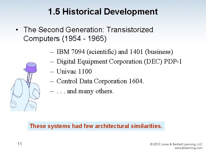1. 5 Historical Development • The Second Generation: Transistorized Computers (1954 - 1965) –