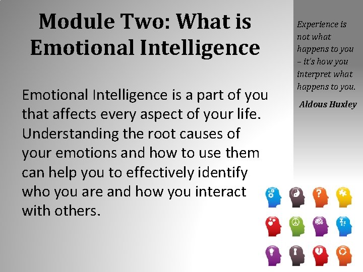 Module Two: What is Emotional Intelligence is a part of you that affects every