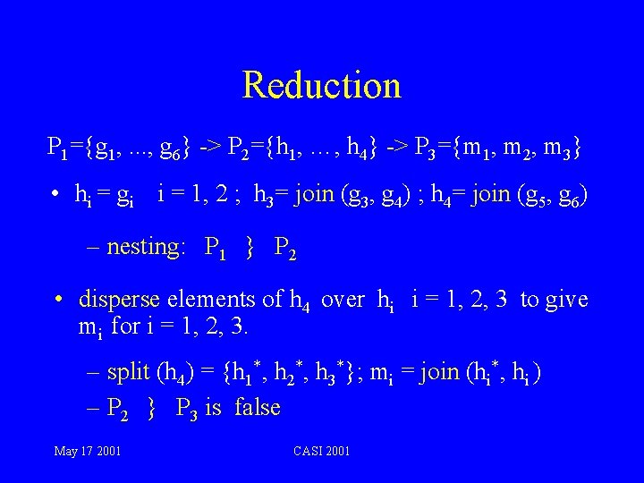 Reduction P 1={g 1, . . . , g 6} -> P 2={h 1,