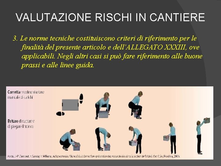 VALUTAZIONE RISCHI IN CANTIERE 3. Le norme tecniche costituiscono criteri di riferimento per le