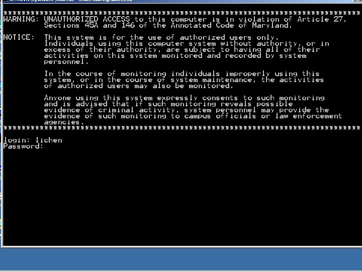 Connecting to UMBC Linux Servers CMSC 104, Section 301, Fall 2002 5 Lecture 04,