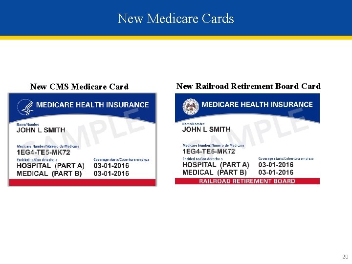 New Medicare Cards New CMS Medicare Card New Railroad Retirement Board Card 20 