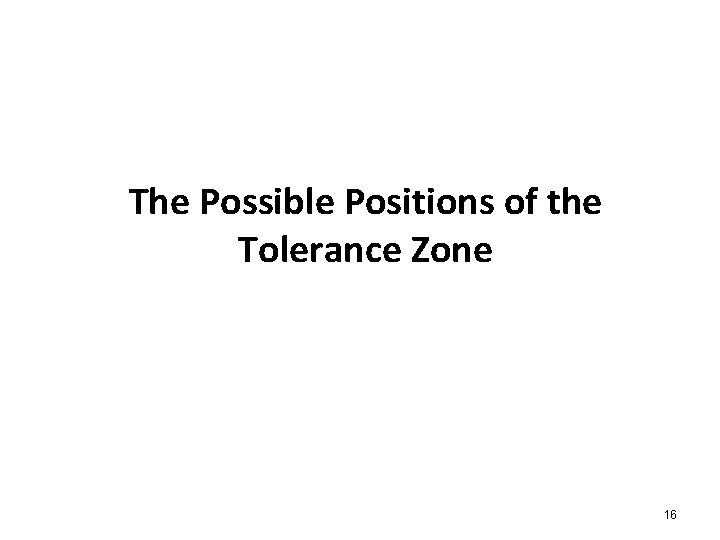 The Possible Positions of the Tolerance Zone 16 