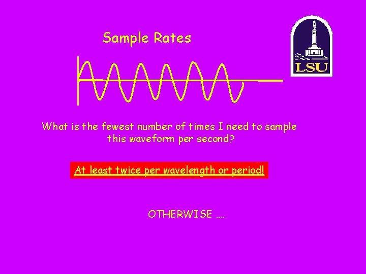 Sample Rates What is the fewest number of times I need to sample this