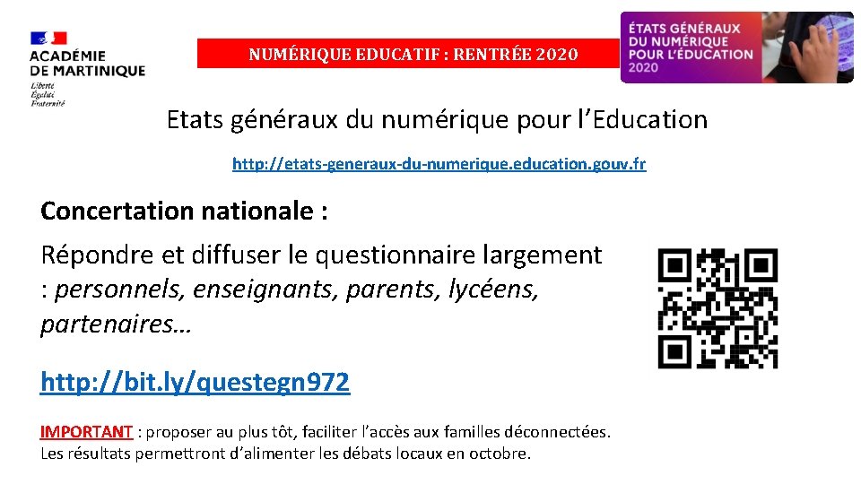 NUMÉRIQUE EDUCATIF : RENTRÉE 2020 Etats généraux du numérique pour l’Education http: //etats-generaux-du-numerique. education.