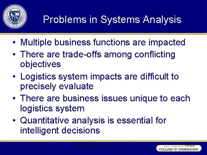 Problems in Systems Analysis • Multiple business functions are impacted • There are trade-offs