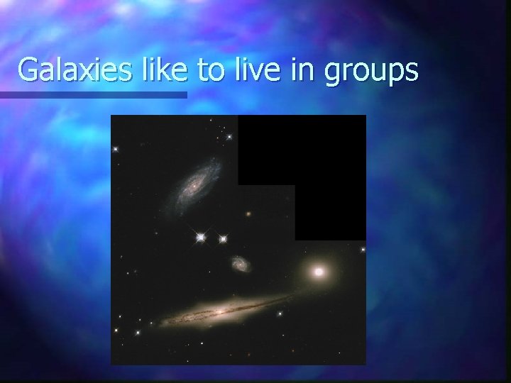 Galaxies like to live in groups 