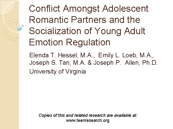 Conflict Amongst Adolescent Romantic Partners and the Socialization