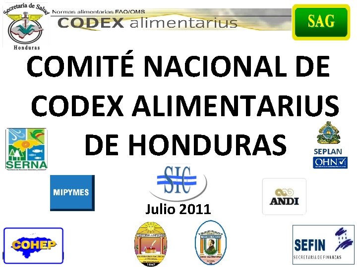 COMITÉ NACIONAL DE CODEX ALIMENTARIUS DE HONDURAS SEPLAN Julio 2011 COMITÉ NACIONAL DE CODEX ALIMENTARIUS DE HONDURAS SEPLAN Julio 2011