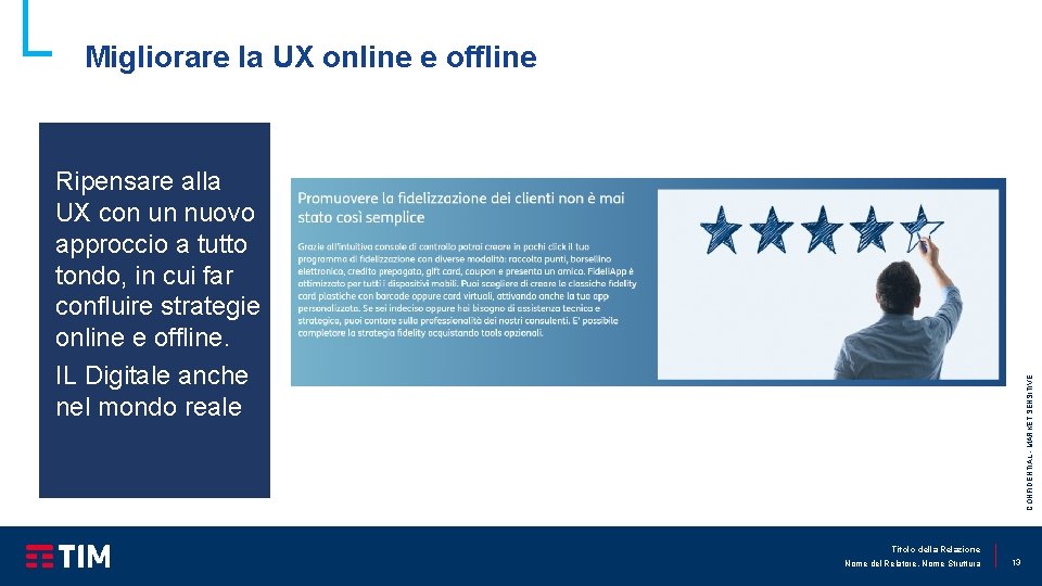 Migliorare la UX online e offline CONFIDENTIAL - MARKET SENSITIVE Ripensare alla UX con