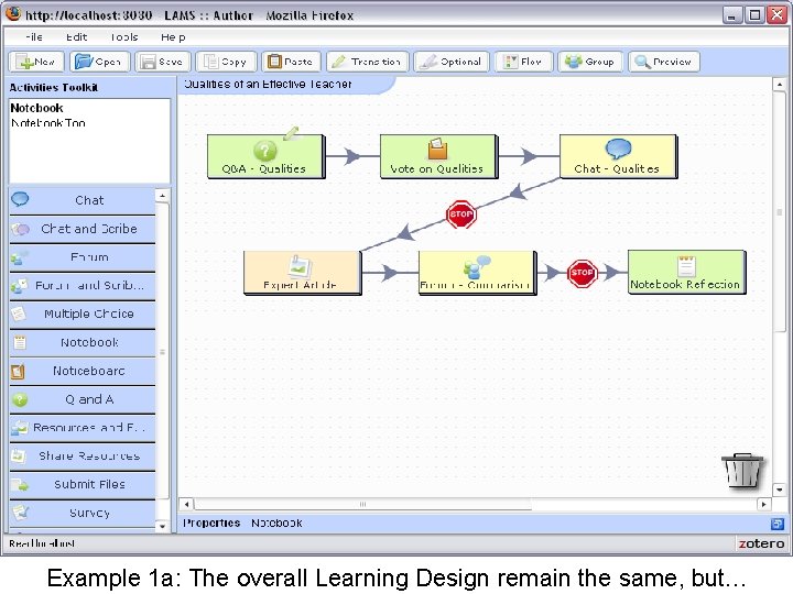 Example 1 a: The overall Learning Design remain the same, but… 