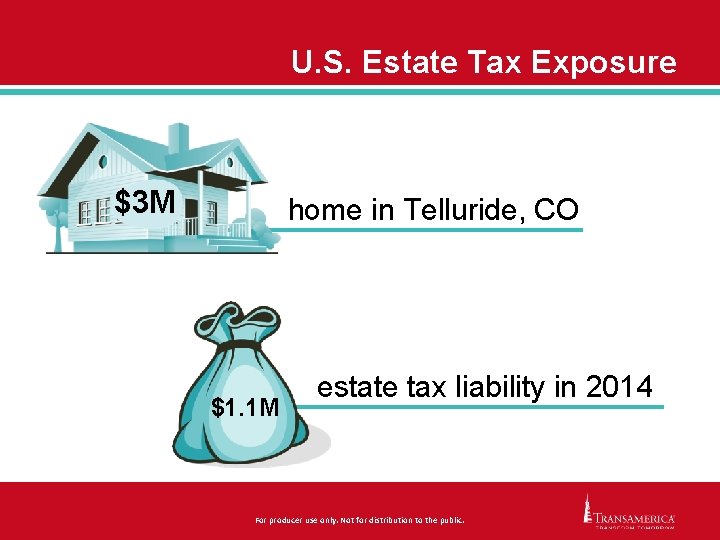 U. S. Estate Tax Exposure $3 M home in Telluride, CO $1. 1 M