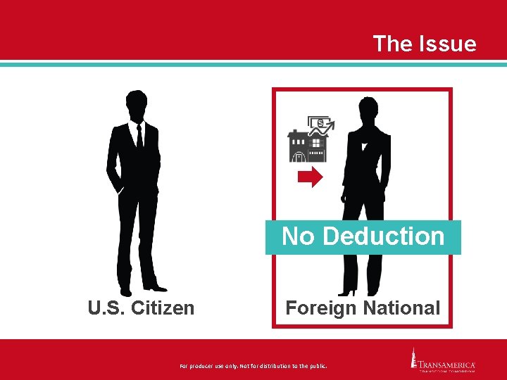 The Issue No Deduction U. S. Citizen Foreign National For producer use only. Not