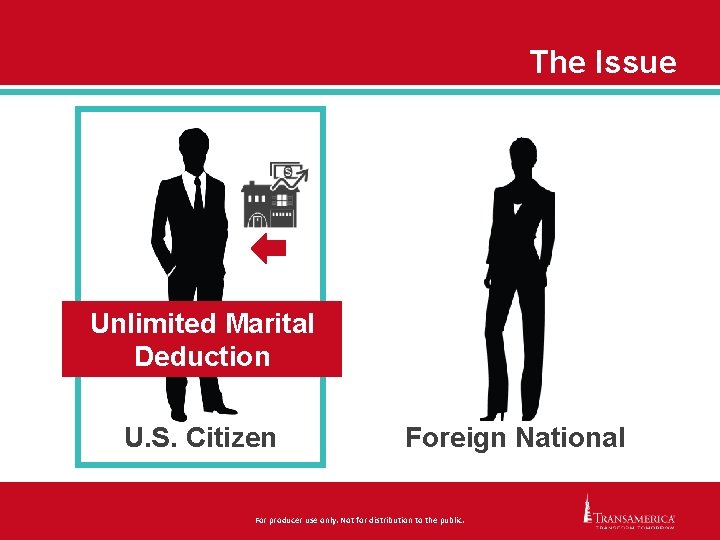 The Issue Unlimited Marital Deduction U. S. Citizen Foreign National For producer use only.