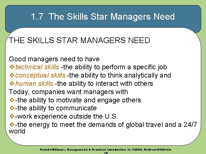 1. 7 The Skills Star Managers Need THE SKILLS STAR MANAGERS NEED Good managers 1. 7 The Skills Star Managers Need THE SKILLS STAR MANAGERS NEED Good managers