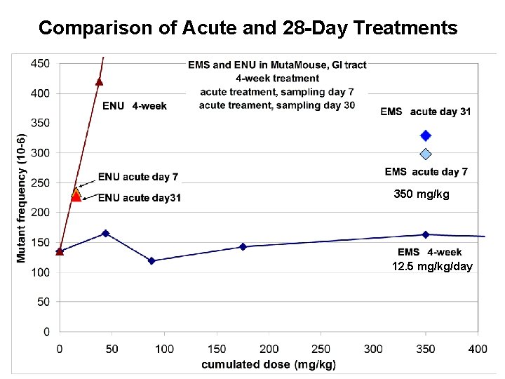 Comparison of Acute and 28 -Day Treatments 350 mg/kg 12. 5 mg/kg/day 