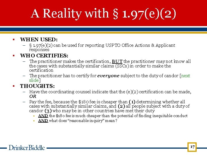 A Reality with § 1. 97(e)(2) § WHEN USED: – § 1. 97(e)(2) can