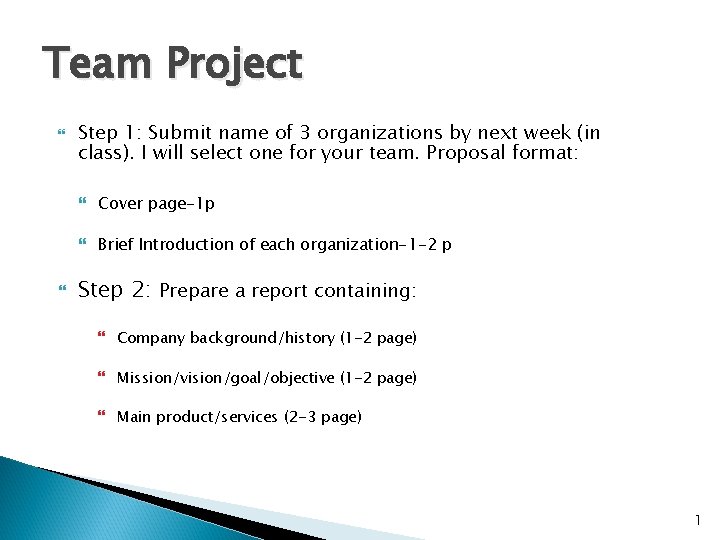 Team Project Step 1 Submit name of 3