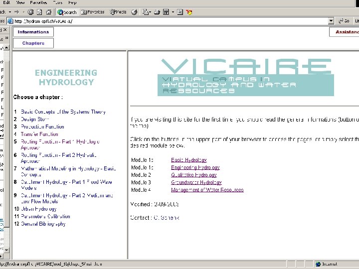 Vicaire Project October 2003 Faculté ENAC – Environnement Naturel, Architectural et Construit School of