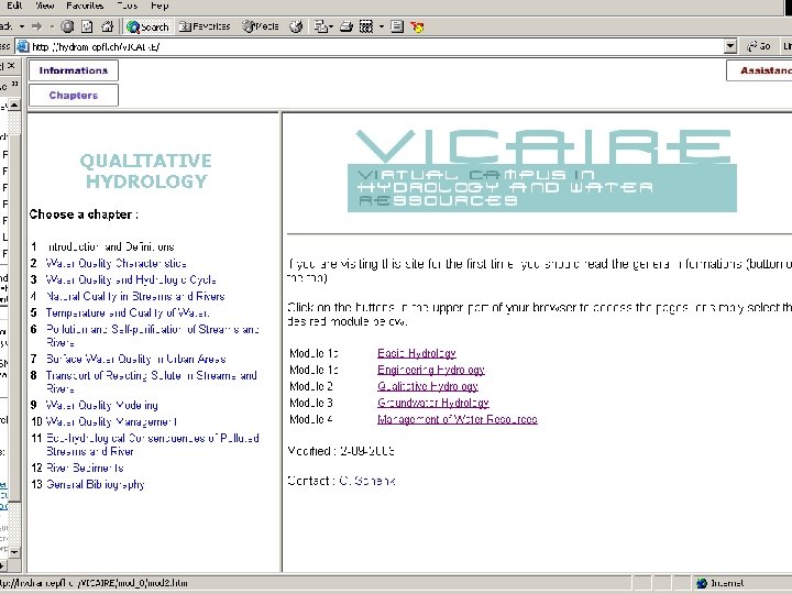 Vicaire Project October 2003 Faculté ENAC – Environnement Naturel, Architectural et Construit School of