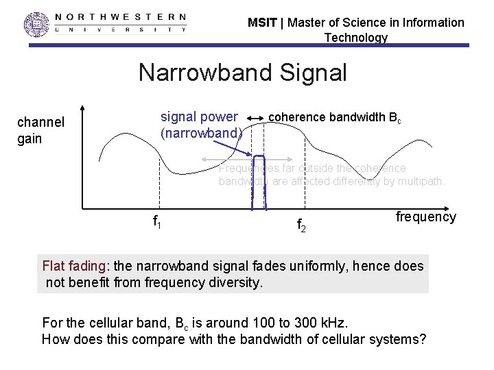 MSIT | Master of Science in Information Technology Narrowband Signal channel gain signal power