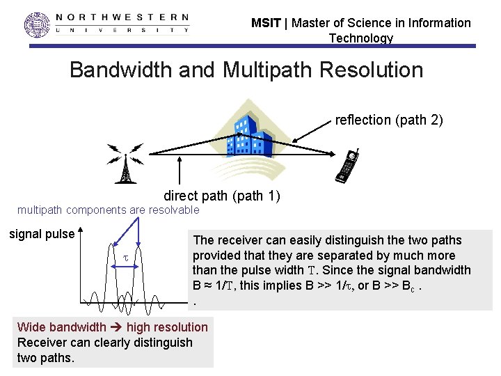 MSIT | Master of Science in Information Technology Bandwidth and Multipath Resolution reflection (path