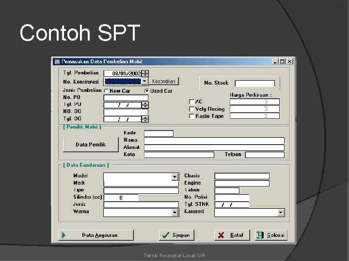 Contoh SPT Teknik Perangkat Lunak UIR 