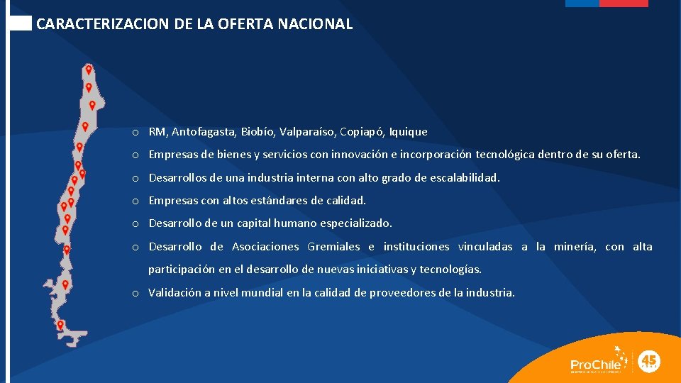 CARACTERIZACION DE LA OFERTA NACIONAL o RM, Antofagasta, Biobío, Valparaíso, Copiapó, Iquique o Empresas