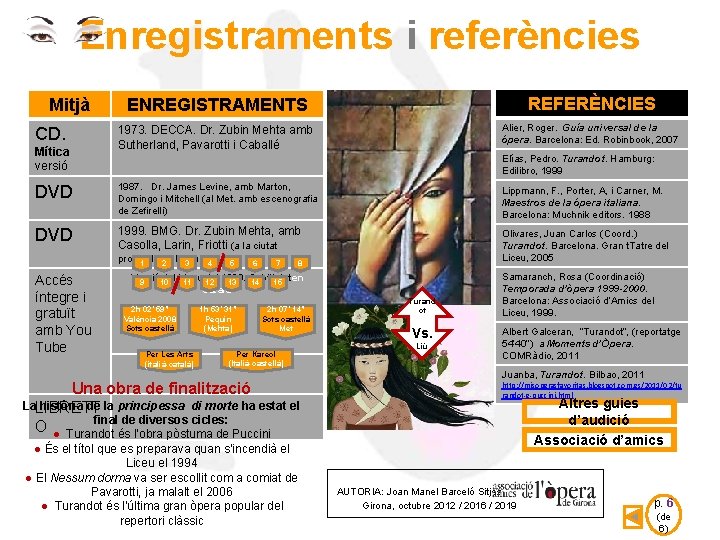 Enregistraments i referències Mitjà CD. Mítica versió ENREGISTRAMENTS REFERÈNCIES 1973. DECCA. Dr. Zubin Mehta