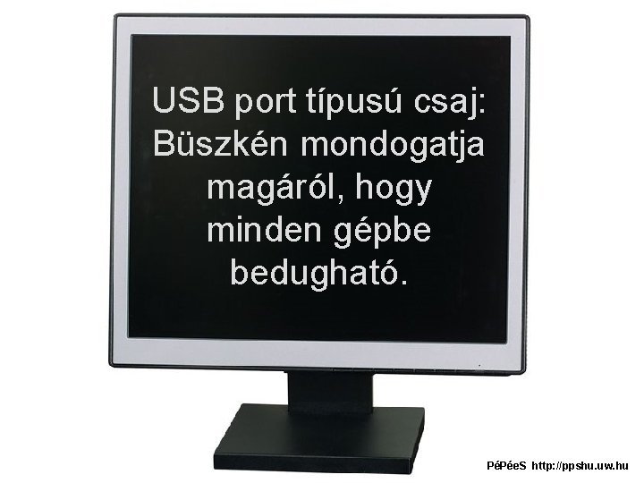 USB port típusú csaj: Büszkén mondogatja magáról, hogy minden gépbe bedugható. PéPée. S http: