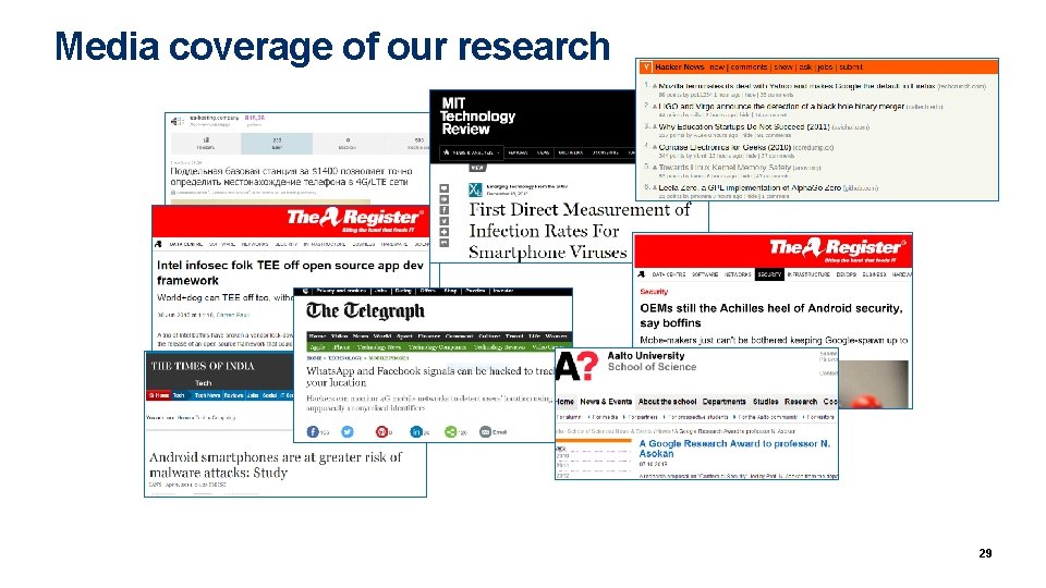 Media coverage of our research 29 Media coverage of our research 29