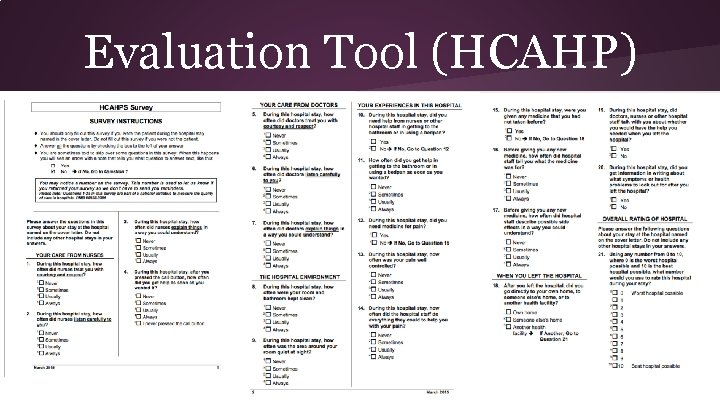 Evaluation Tool (HCAHP) 