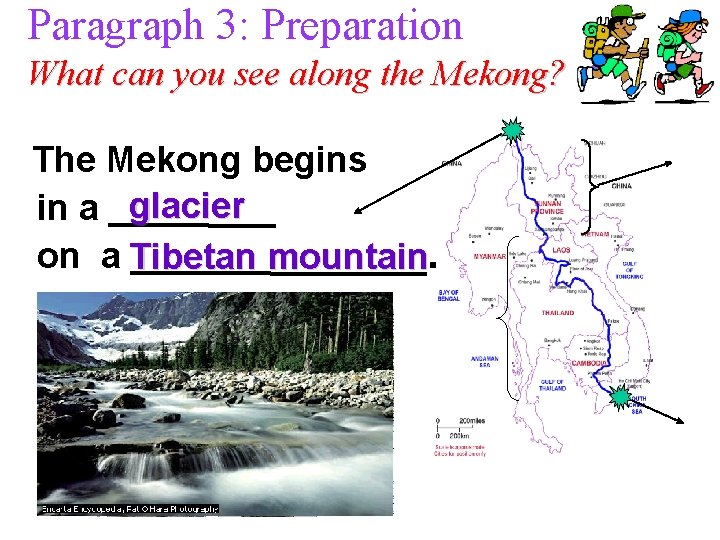 Paragraph 3: Preparation What can you see along the Mekong? The Mekong begins glacier