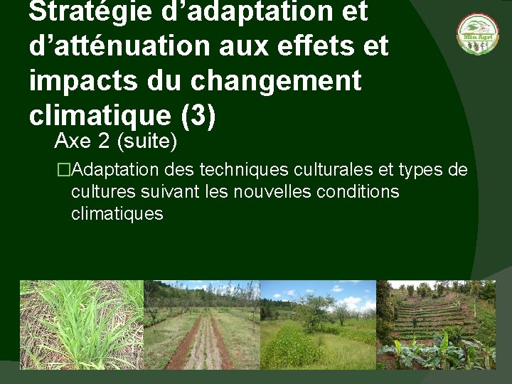 Stratégie d’adaptation et d’atténuation aux effets et impacts du changement climatique (3) Axe 2