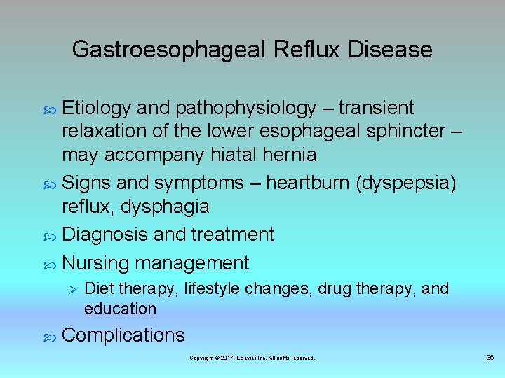 Gastroesophageal Reflux Disease Etiology and pathophysiology – transient relaxation of the lower esophageal sphincter