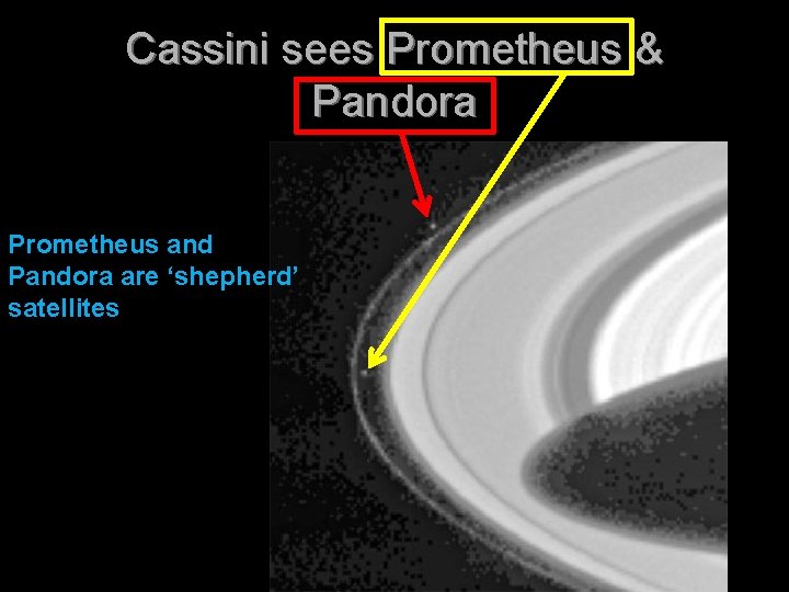 Cassini sees Prometheus & Pandora Prometheus and Pandora are ‘shepherd’ satellites 