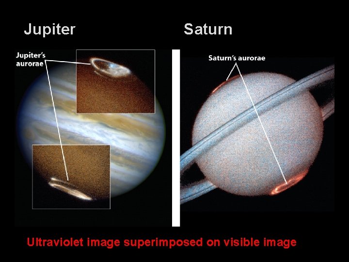 Jupiter Saturn Ultraviolet image superimposed on visible image 