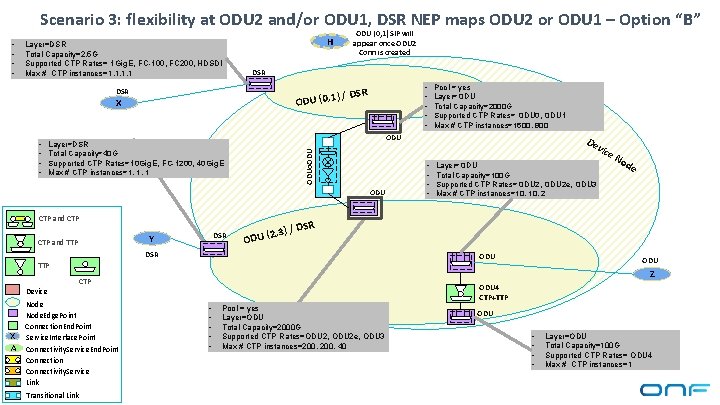 Scenario 3: flexibility at ODU 2 and/or ODU 1, DSR NEP maps ODU 2