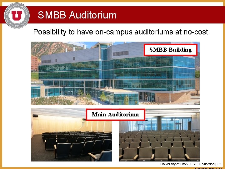 SMBB Auditorium Possibility to have on-campus auditoriums at no-cost SMBB Building Main Auditorium University