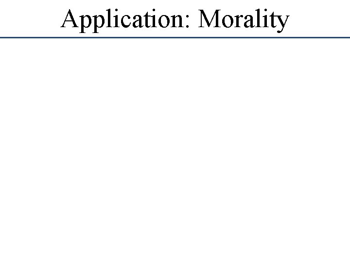 Application: Morality Application: Morality