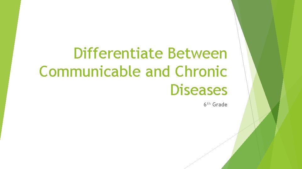 Differentiate Between Communicable and Chronic Diseases 6 th Grade 