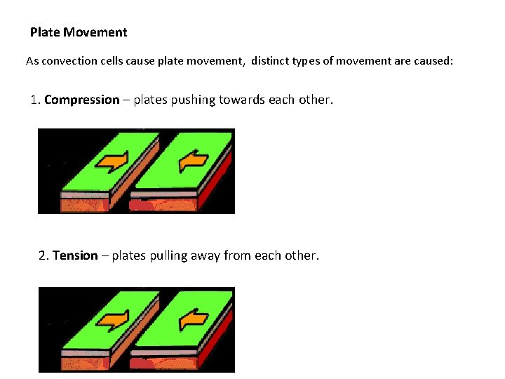 Plate Movement As convection cells cause plate movement, distinct types of movement are caused: