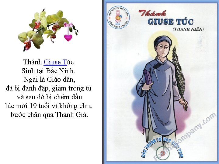 Thánh Giuse Túc Sinh tại Bắc Ninh. Ngài là Giáo dân, đã bị đánh Thánh Giuse Túc Sinh tại Bắc Ninh. Ngài là Giáo dân, đã bị đánh