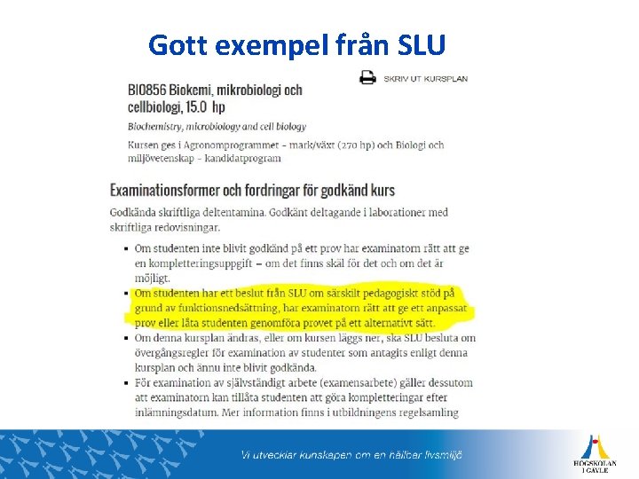 Gott exempel från SLU 