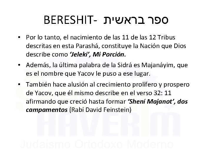 BERESHIT- בראשית ספר • Por lo tanto, el nacimiento de las 11 de las