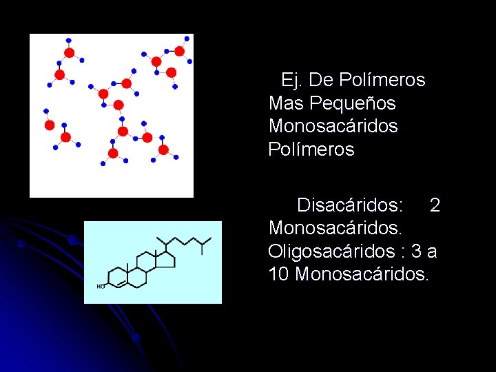 Ej. De Polímeros Mas Pequeños Monosacáridos Polímeros Disacáridos: 2 Monosacáridos. Oligosacáridos : 3 a