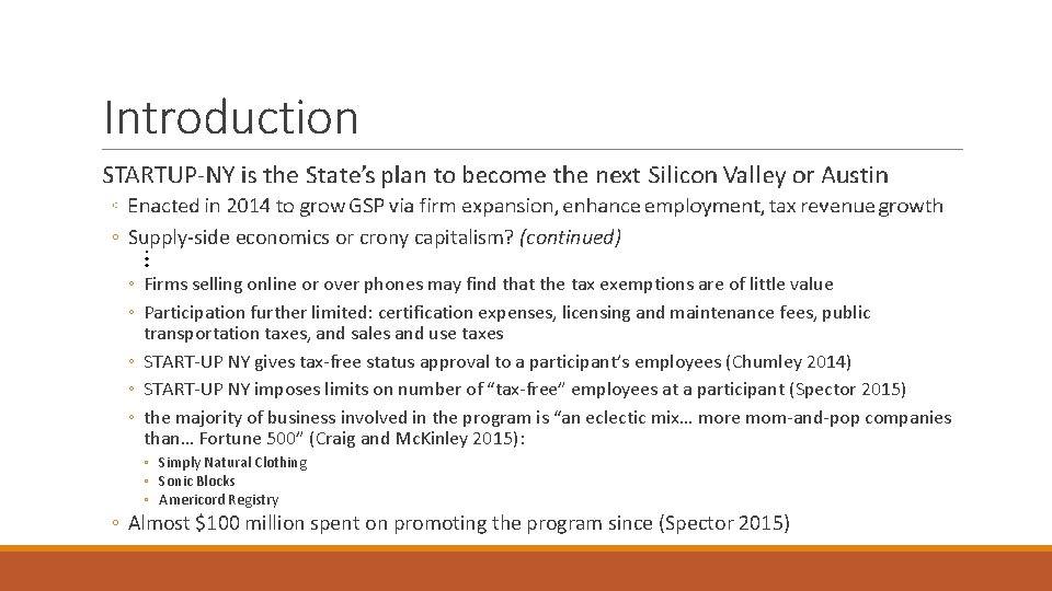 Introduction ◦ Supply-side economics or crony capitalism? (continued) ◦ Firms selling online or over Introduction ◦ Supply-side economics or crony capitalism? (continued) ◦ Firms selling online or over