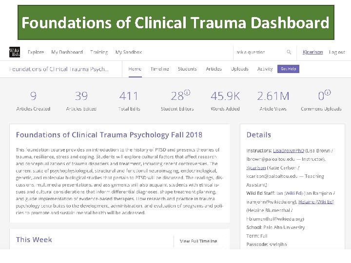 Foundations of Clinical Trauma Dashboard Foundations of Clinical Trauma Dashboard