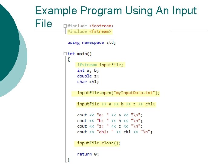 Example Program Using An Input File 