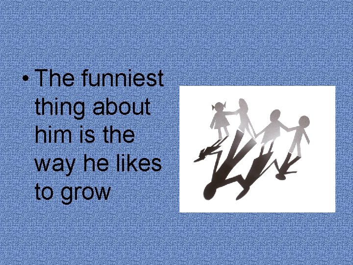  • The funniest thing about him is the way he likes to grow